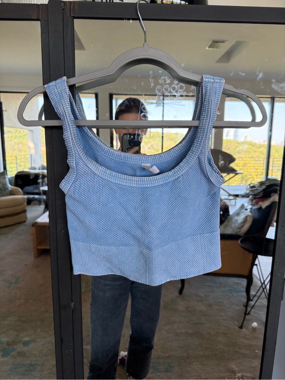 Nikibiki Sky Blue Ribbed Crop Tank